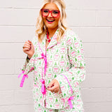 Oddi Pink/White Bow Time PJ Top