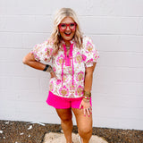 Entro Hot Pink Floral Top