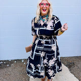 Oddi Black Floral Midi Dress