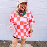 Stylive Check Point Top Red/Pink