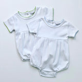 Knit Boy Bubble with Picot Trim: Baby Blue
