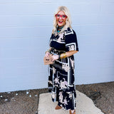 Oddi Black Floral Midi Dress