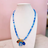 Gold Digger McKinney Blue Beaded Charm Necklace