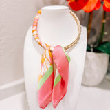 Karlie Beaded Scarf Necklace: Pink + Green