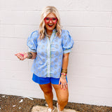 Entro Blue Bouquet Top