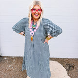 Sweetheart Gingham Midi Dress in Black