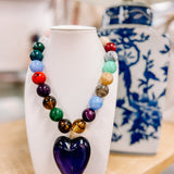 Hart Designs: Multicolor Bubble Beaded Heart Necklace
