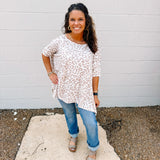 Oddi Sharkbite Hem Top in Bone-Taupe