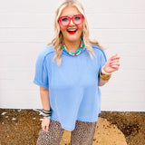 Zenana Ellie Ribbed Top-Light Blue