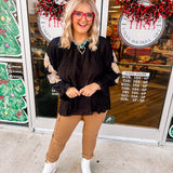 Oddi Black Peasant Blouse