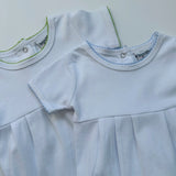 Knit Boy Bubble with Picot Trim: Baby Blue