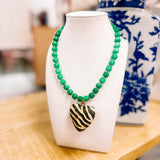 Hart Designs: Mini Chunky Zebra Green Bubble Beads Necklace