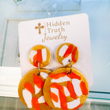 Hidden Truth Orange and White Earrings