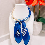 Karlie Beaded Scarf Necklace: Navy