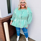 Add a Bow Striped Top in Green