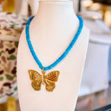 HD: Butterfly Blue Water Mini Beads Necklace