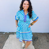 Jodifl Spring Boho Aqua Floral Dress