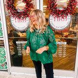Oddi Hunter Green Jacquard Blouse