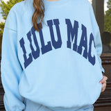 LULU MAC: Light Blue/Navy Logo Puff Crew (Oversized Style)