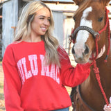 LULU MAC Red Logo Sweatshirt with Pink Plaid