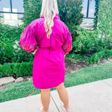 Raspberry Wine Poplin Shirt Dress S-3X