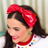 BC: Red Metallic Bow Headband