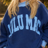 LULU MAC MockNeck Two Tone: Navy Blue with Light Blue
