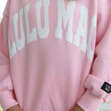 LULU MAC: Light Pink/White Logo Puff Crew (Oversized Style)