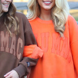 LULU MAC: Orange Monochromatic Applique Crew