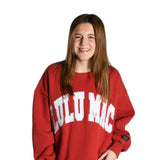 LULU MAC: Cardinal Red with White Logo Crew