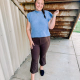 Fuzzy Mock Neck Sweater in Blue