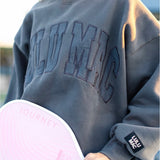 LULU MAC: Dark Grey Monochromatic Appliqué Crew