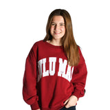 LULU MAC: Crimson Red with White Logo Crew