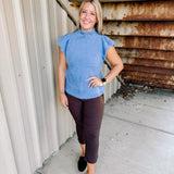 Fuzzy Mock Neck Sweater in Blue