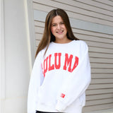 LULU MAC White Logo Sweatshirt with Red Fabric