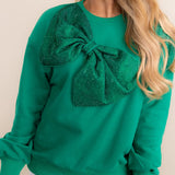 Queen of Sparkles Emerald Bow Crew