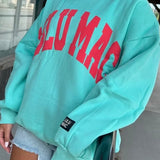 LULU MAC: Teal Logo Puff Crew (Oversized Style)