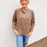 Heather Henley Sweater in Mocha