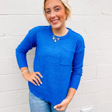 Alisha High Low Sweater in Blue