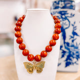 Hart Designs: Rust Bubble Beads Butterfly Necklace