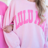 LULU MAC: Light Pink Logo Crew (OVERSIZED STYLE)