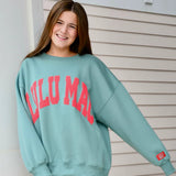 LULU MAC: Teal Logo Puff Crew (Oversized Style)