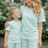 Hampton James Scalloped Cotton Short Set Girls (Pink-Purple-Mint)