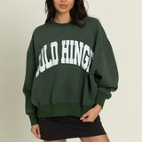 Gold Hinge Cream Logo Sweatshirt Forest Green