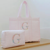 TRVL Quilted GO GO Tote: Pink Pimlico Stripe