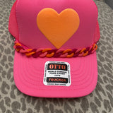 Orange Heart Trucker Hat