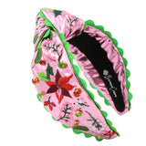 BC Pink Metallic Embroidered Poinsettia Headband