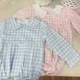 Hampton James Banks Blue Gingham Collared Bubble (Monogram Included)