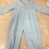 Hampton James Solid Blue Collard Romper (Monogram Included)