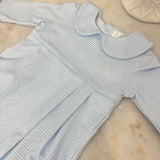 Hampton James Tripp Micro Gingham Blue Romper (Monogrammed Included)